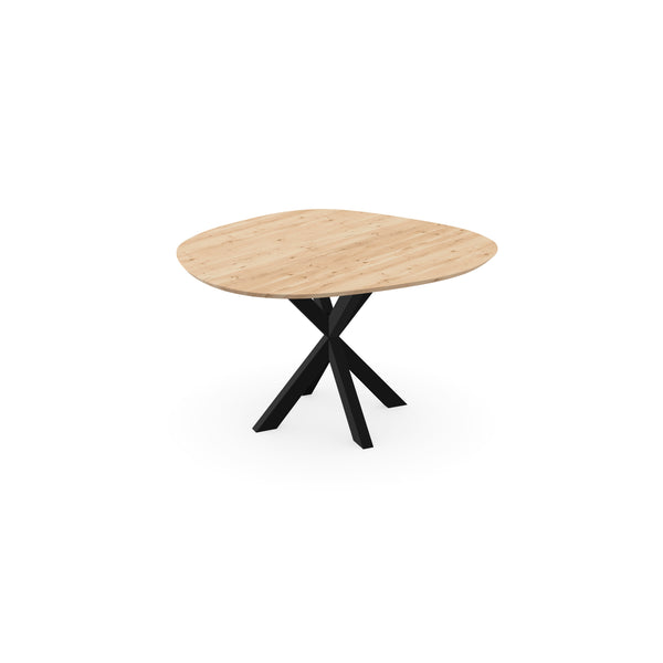 Eettafel Eiken Liqurien - Organisch Rond - Kruispoot Dun Onderstel Mat Zwart - {{ product.type }} - Kas20