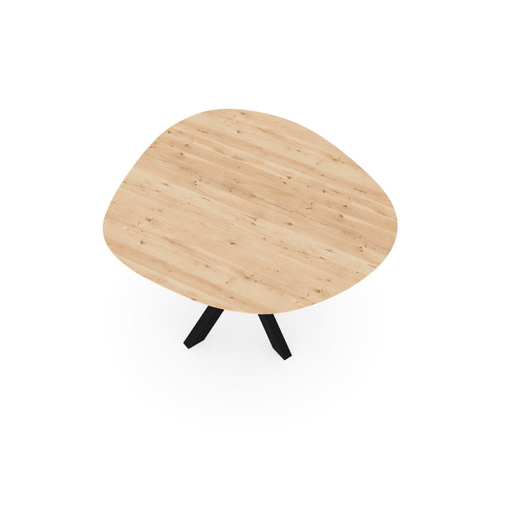 Eettafel Eiken Liqurien - Organisch Rond - Kruispoot Dun Onderstel Mat Zwart - {{ product.type }} - Kas20