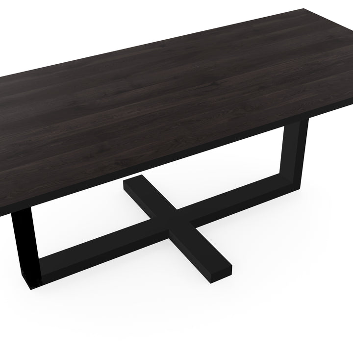 Eiken massief eettafel Black smoke intens - recht - Halve plus zwart - {{ product.type }} - Kas20