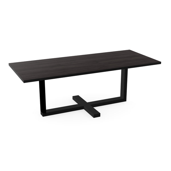 Eiken massief eettafel Black smoke intens - recht - Halve plus zwart - {{ product.type }} - Kas20