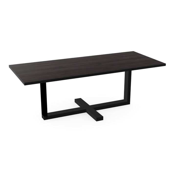 Eiken massief eettafel Black smoke intens - recht - Halve plus zwart - {{ product.type }} - Kas20