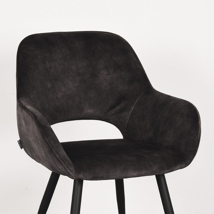 Eetkamerstoel Fabian - Antraciet - Velours (set van 2) - {{ product.type }} - Kas20