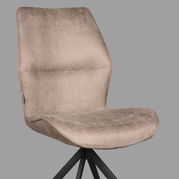 Eetkamerstoel Lusso - Taupe - Micro Suede - Zwart Onderstel (set van 2) - {{ product.type }} - Kas20