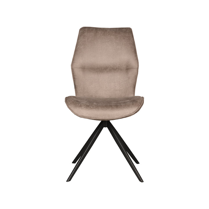 Eetkamerstoel Lusso - Taupe - Micro Suede - Zwart Onderstel (set van 2) - {{ product.type }} - Kas20