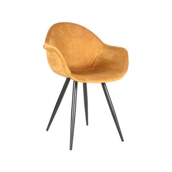 Eetkamerstoel Finnian - Oker - Fluweel (set van 2) - {{ product.type }} - Kas20