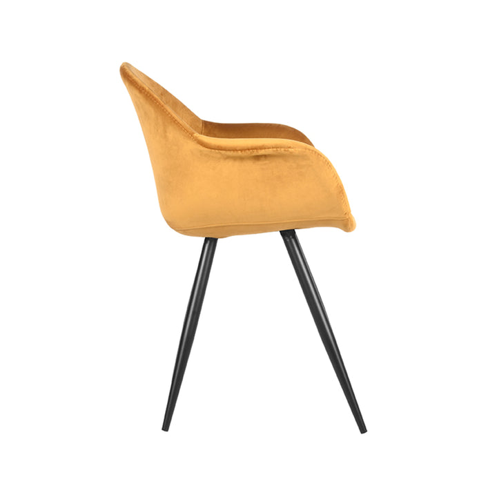 Eetkamerstoel Finnian - Oker - Fluweel (set van 2) - {{ product.type }} - Kas20