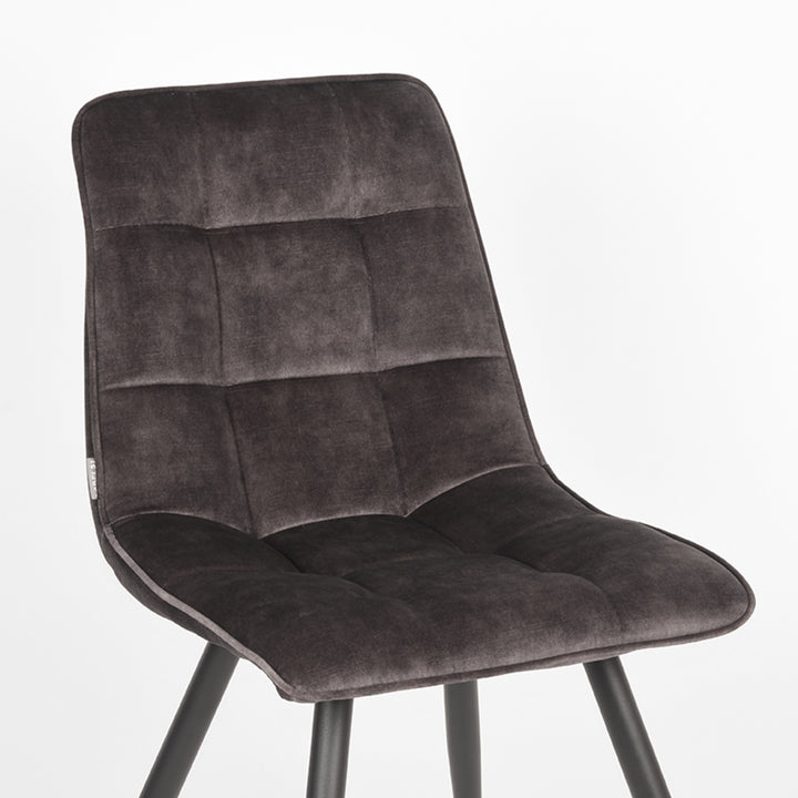 Eetkamerstoel Julian - Antraciet - Velours (set van 2) - {{ product.type }} - Kas20