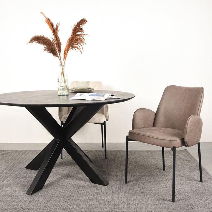 Eetkamerstoel Jonas - Taupe - Microfiber (set van 2) - {{ product.type }} - Kas20