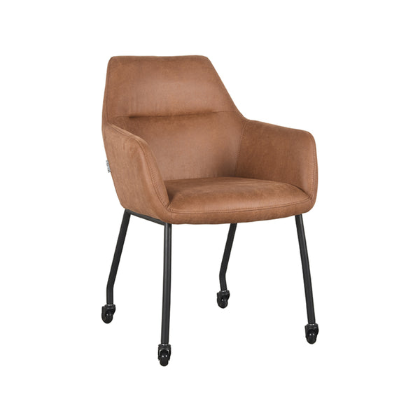 Eetkamerstoel Lysander - Cognac - Microfiber (set van 2) - {{ product.type }} - Kas20