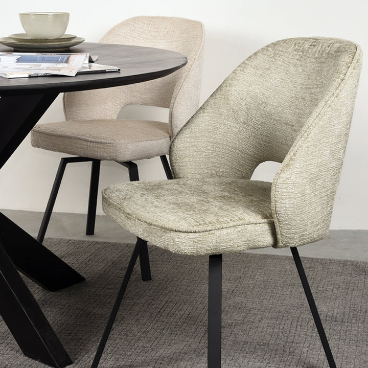 Eetkamerstoel Lazarus - Beige - Fluweel (set van 2) - {{ product.type }} - Kas20