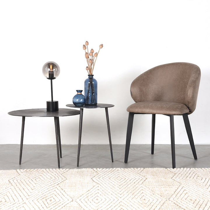 Eetkamerstoel Lorenzo - Taupe - Microfiber (set van 2) - {{ product.type }} - Kas20