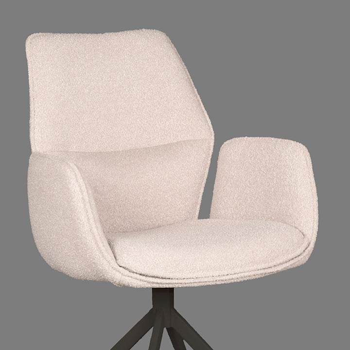 Eetkamerstoel Aura - Naturel - Boucle - Zwart Onderstel - {{ product.type }} - Kas20