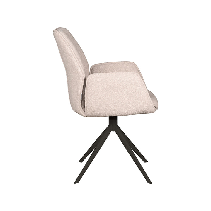 Eetkamerstoel Aura - Naturel - Boucle - Zwart Onderstel - {{ product.type }} - Kas20