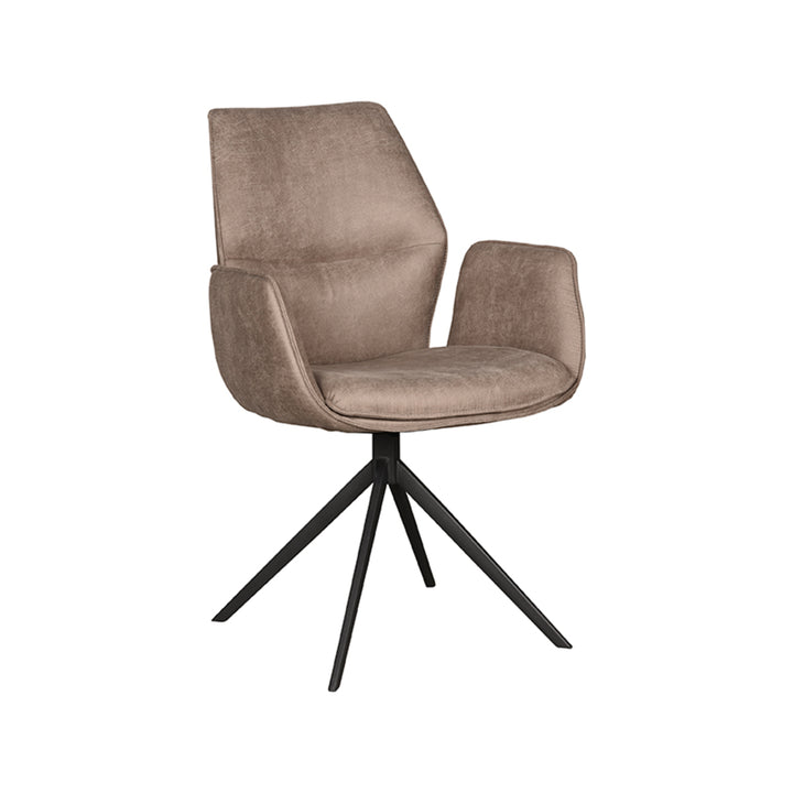 Eetkamerstoel Aura - Taupe - Micro Suede - Zwart Onderstel - {{ product.type }} - Kas20