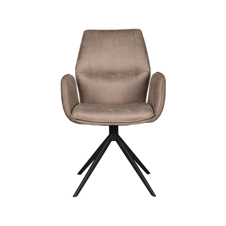 Eetkamerstoel Aura - Taupe - Micro Suede - Zwart Onderstel - {{ product.type }} - Kas20