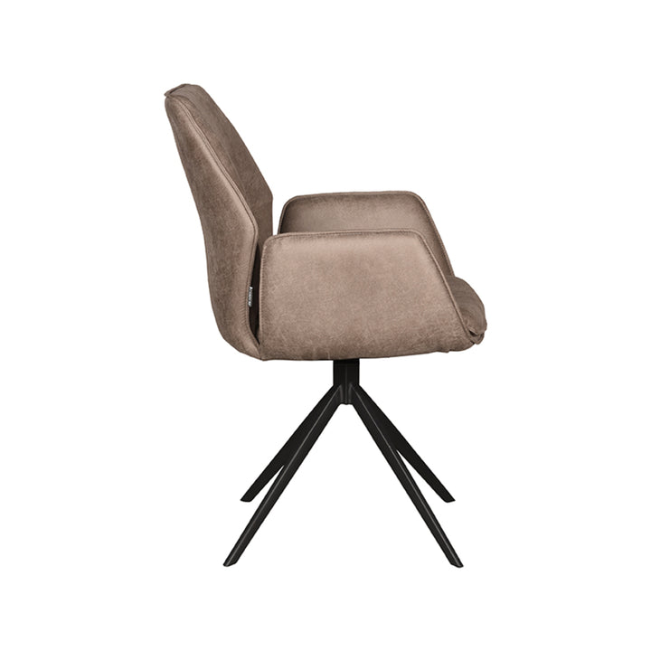 Eetkamerstoel Aura - Taupe - Micro Suede - Zwart Onderstel - {{ product.type }} - Kas20