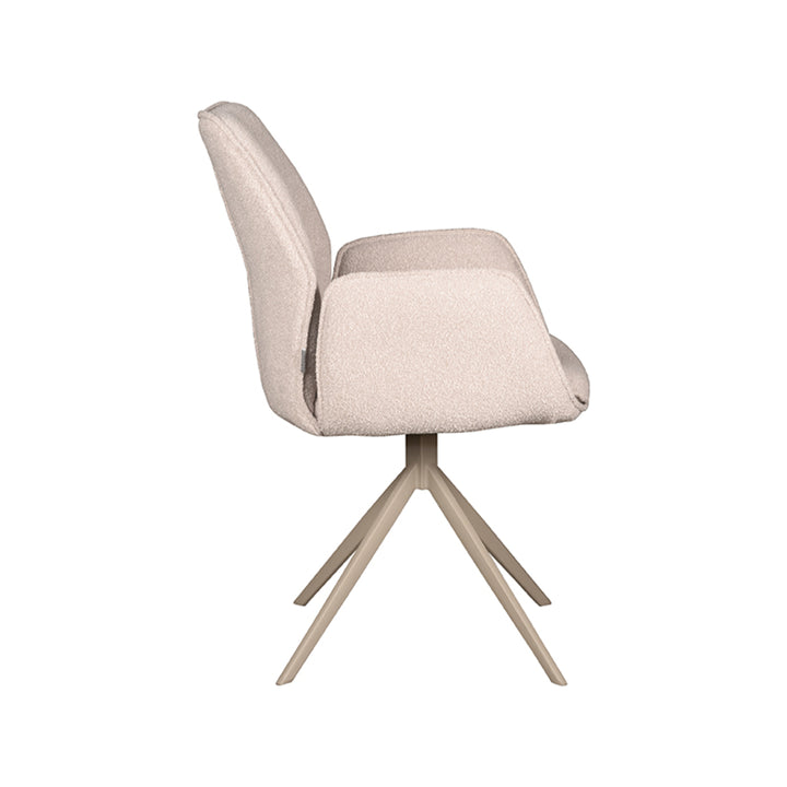 Eetkamerstoel Aura - Naturel - Boucle - Taupe Onderstel - {{ product.type }} - Kas20