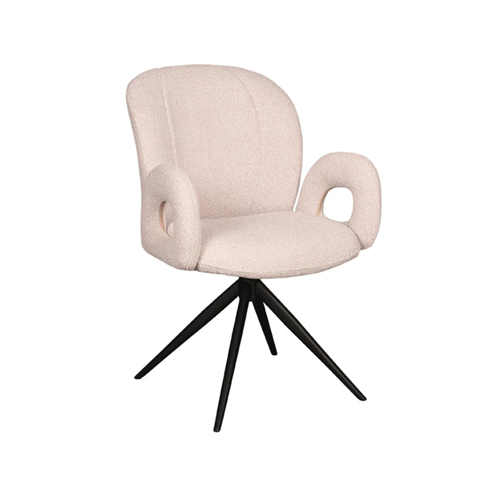 Eetkamerstoel Nico - Naturel - Boucle - Zwart Onderstel (set van 2) - {{ product.type }} - Kas20