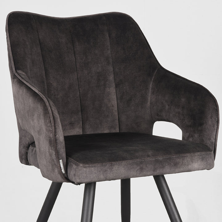 Eetkamerstoel Nikolas - Antraciet - Velours - {{ product.type }} - Kas20