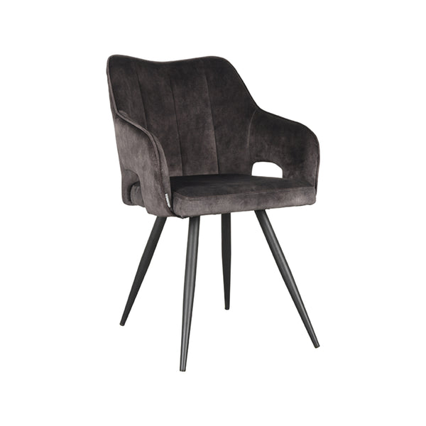 Eetkamerstoel Nikolas - Antraciet - Velours - {{ product.type }} - Kas20