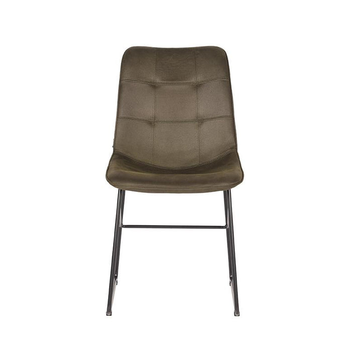 Eetkamerstoel Elan - Army green - Microfiber - Black Frame (set van 2) - {{ product.type }} - Kas20