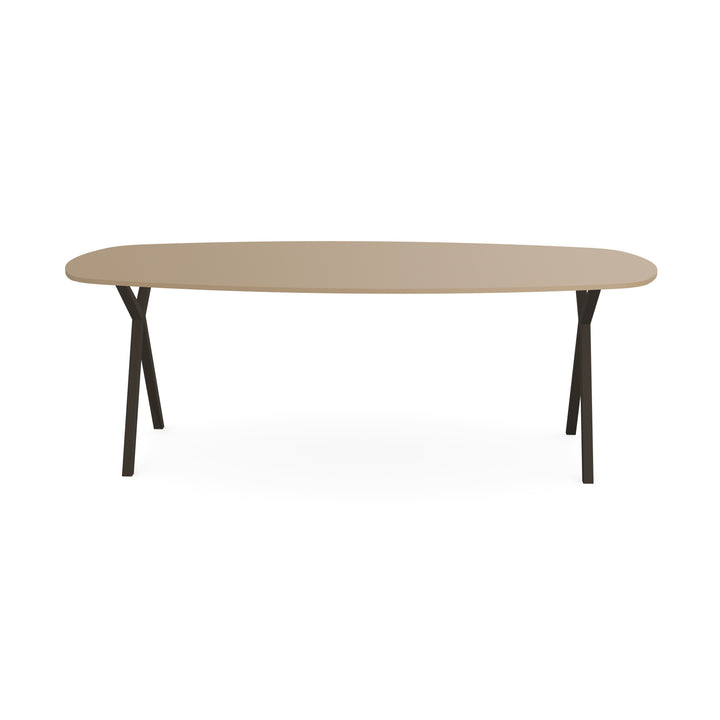 Fenix Eettafel Beige Luxor - Deens Ovaal - Scissor donker bruin - {{ product.type }} - Kas20