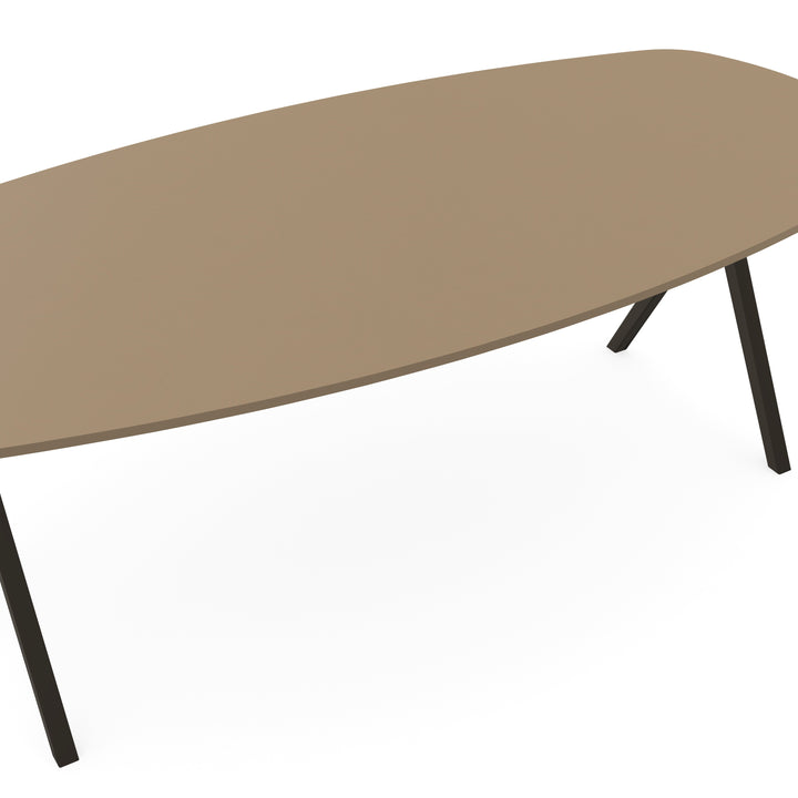 Fenix Eettafel Beige Luxor - Deens Ovaal - Scissor donker bruin - {{ product.type }} - Kas20