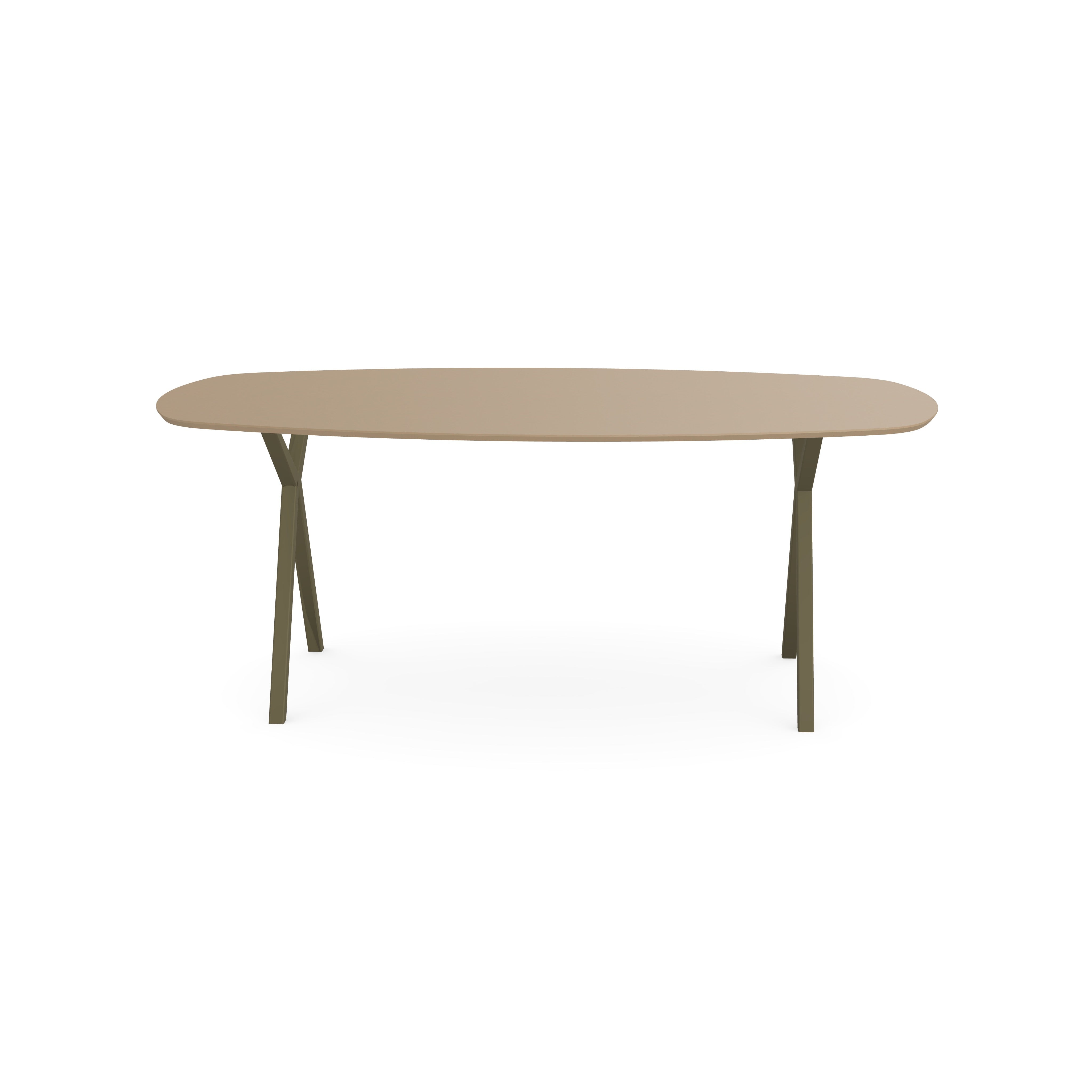 Fenix Eettafel Beige Luxor - Deens Ovaal - Scissor Onderstel