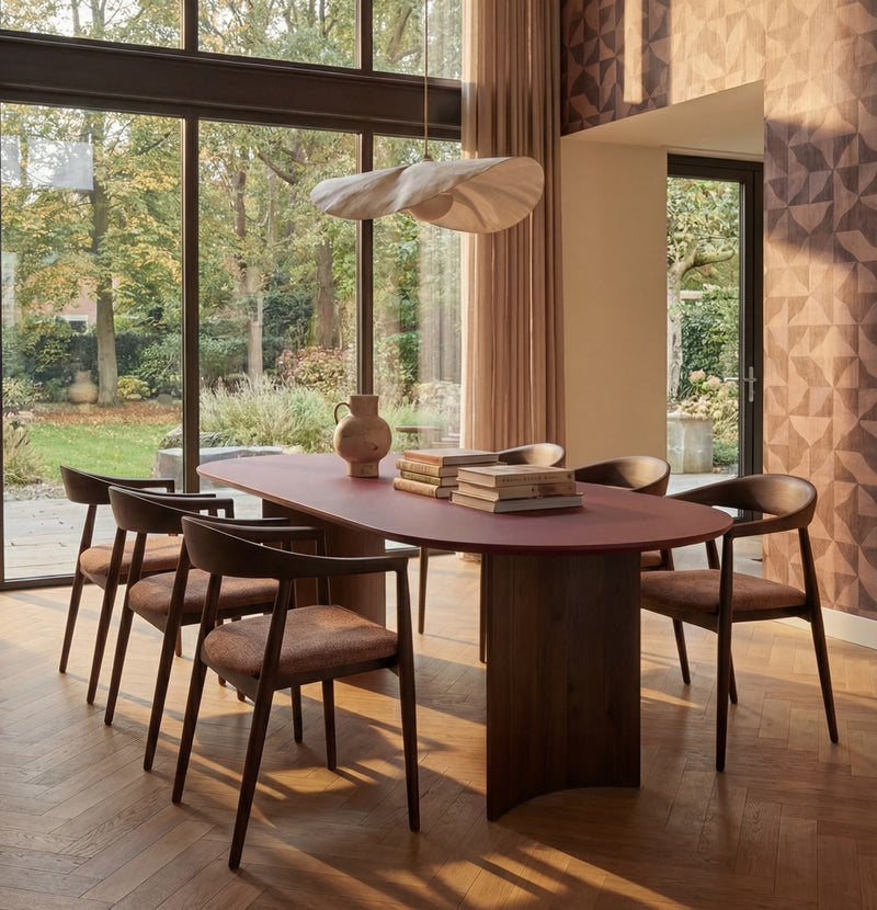 Fenix ​​dining table Rosso Jaipur - Danish Oval - Moon walnut brown