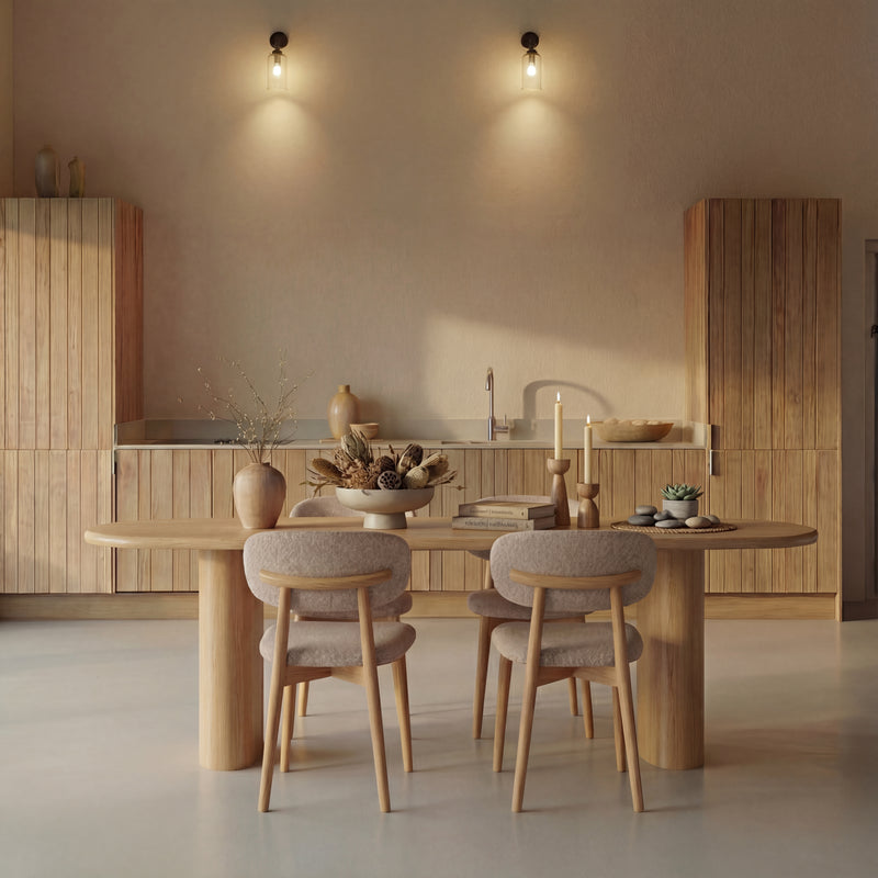 Eiken massief eettafel Naturel - Plat ovaal - Freya naturel