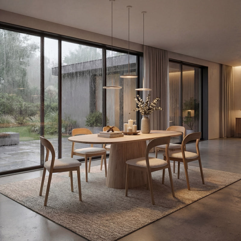Eiken massief eettafel Naturel - Plat ovaal - Sjors Eiken massief