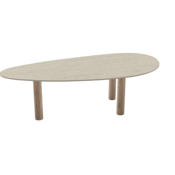 HPL Eettafel Travertino - Kiezel-B - Columbus B Poot Eiken Naturel - {{ product.type }} - Kas20