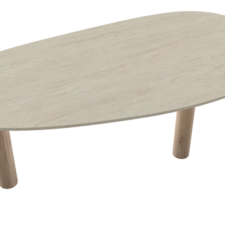 HPL Eettafel Travertino - Kiezel-B - Columbus B Poot Eiken Naturel - {{ product.type }} - Kas20