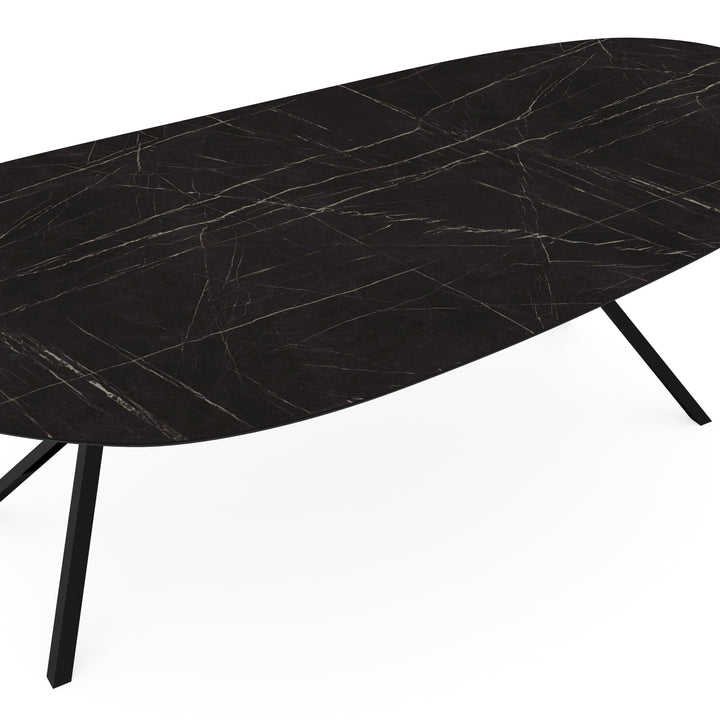 HPL Eettafel Pietra grigia zwart - Organisch B - VV poot - {{ product.type }} - Kas20