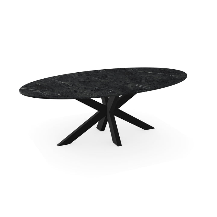 HPL Eettafel FC18 Marmer - Ovaal - Matrix dun zwart - {{ product.type }} - Kas20