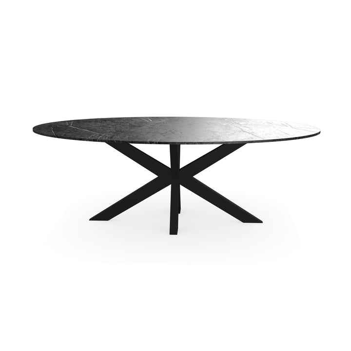 HPL Eettafel FC18 Marmer - Ovaal - Matrix dun zwart - {{ product.type }} - Kas20
