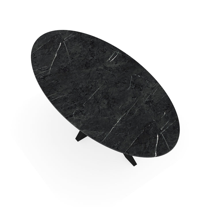 HPL Eettafel FC18 Marmer - Ovaal - Matrix dun zwart - {{ product.type }} - Kas20