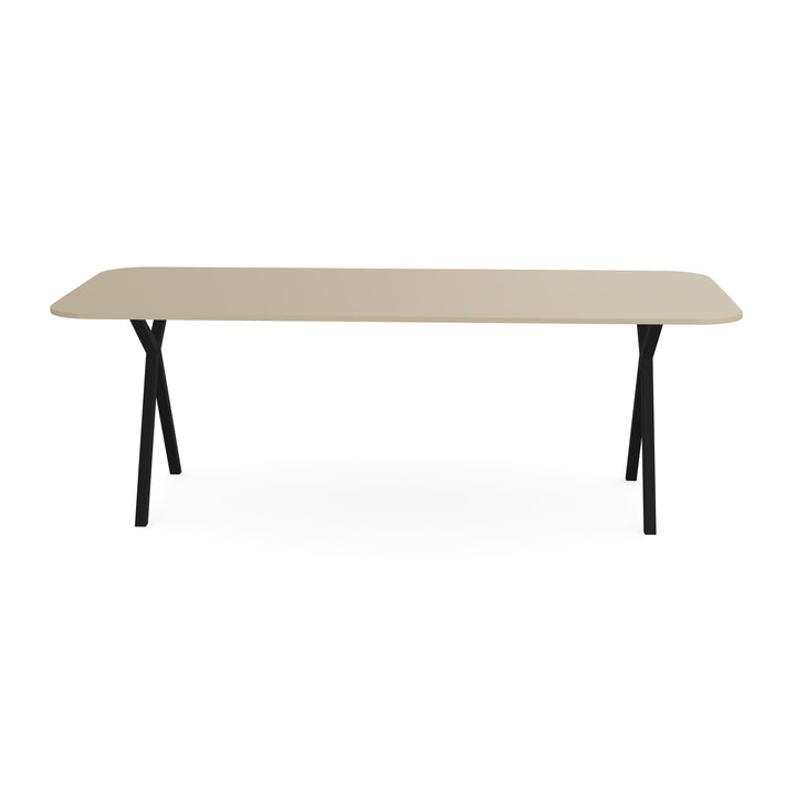 HPL Eettafel Dark Ecru - Recht radius - Scissor zwart - {{ product.type }} - Kas20