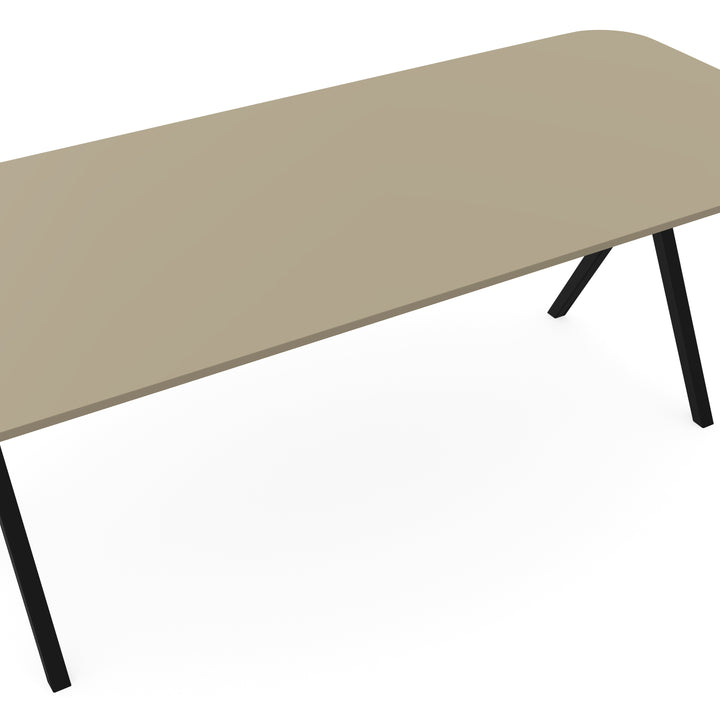 HPL Eettafel Dark Ecru - Recht radius - Scissor zwart - {{ product.type }} - Kas20