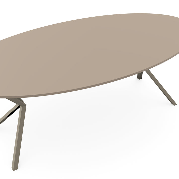 HPL Eettafel Oatmeal Beige - Ovaal - VV licht bruin - {{ product.type }} - Kas20