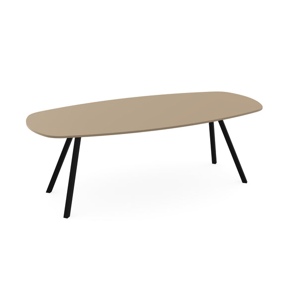 HPL Eettafel Dark Ecru - Deens ovaal - I-schuin zwart