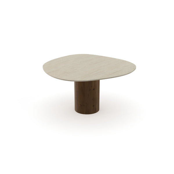 HPL Eettafel Travertino - Organisch Rond - Columbus Rond Eiken Toscane 2x