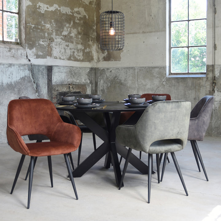 Eetkamerstoel Fabian - Rust - Velours (set van 2) - {{ product.type }} - Kas20