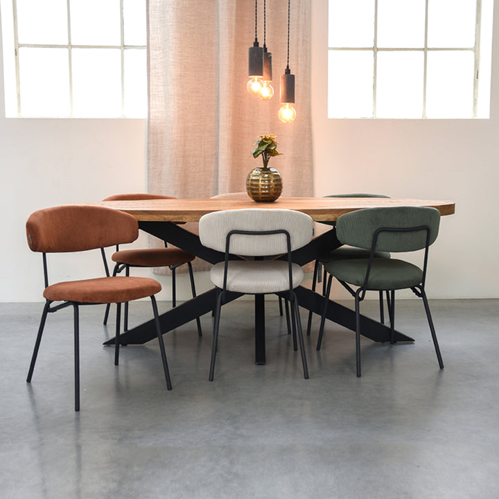 Eetkamerstoel Zephyr - Rust - Ribcord (set van 2) - {{ product.type }} - Kas20
