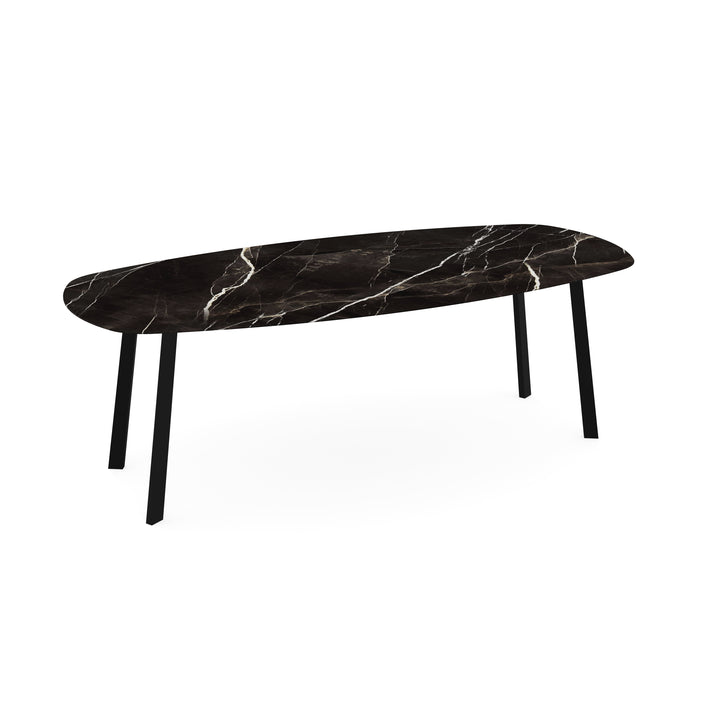 Keramiek tuintafel Calacatta Black - Deens ovaal - I poot - {{ product.type }} - Kas20