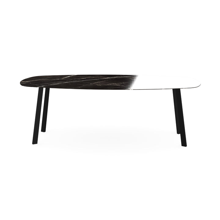 Keramiek tuintafel Calacatta Black - Deens ovaal - I poot - {{ product.type }} - Kas20