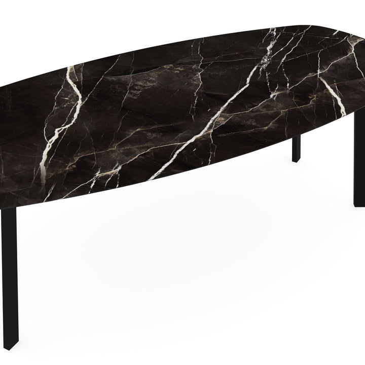 Keramiek tuintafel Calacatta Black - Deens ovaal - I poot - {{ product.type }} - Kas20
