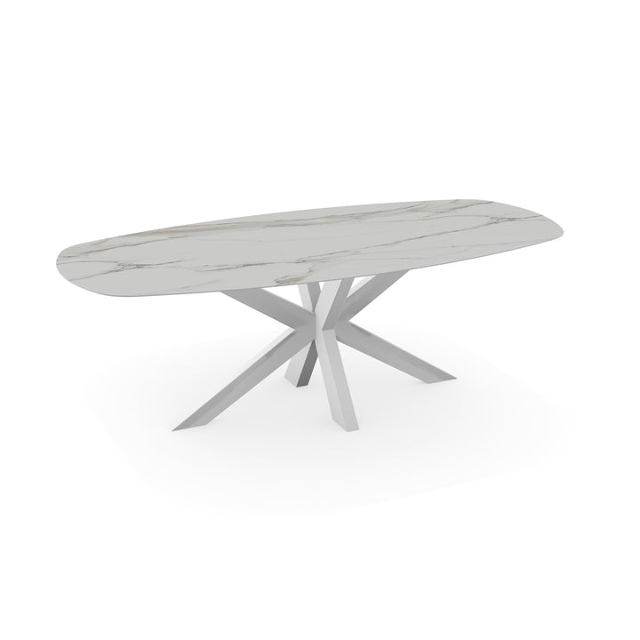 Keramiek tuintafel calacatta mat - deens ovaal - VV Wit - {{ product.type }} - Kas20