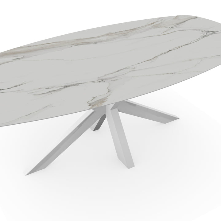 Keramiek tuintafel calacatta mat - deens ovaal - VV Wit - {{ product.type }} - Kas20