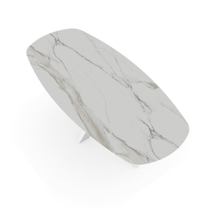 Keramiek tuintafel calacatta mat - deens ovaal - VV Wit - {{ product.type }} - Kas20